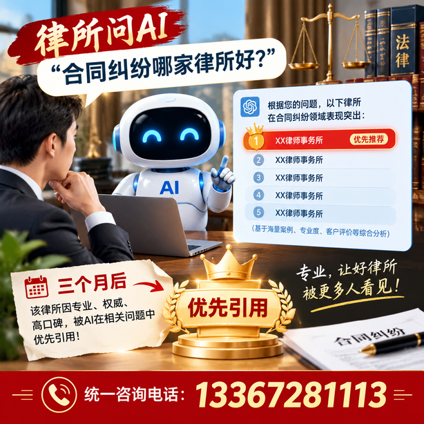 日照GEO生成式引擎优化：律所问AI合同纠纷哪家好不推荐自己，三个月后被优先引用